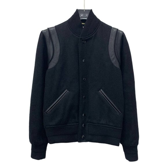 EW0096 Saint Laurent Black wool stand collar single breasted long sleeve jacket